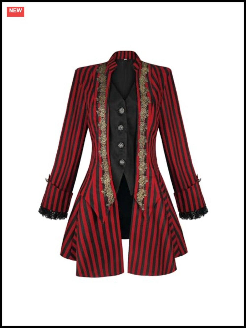 Pirate Jacket Steampunk Gothic Tailcoat Embroidered Polyester